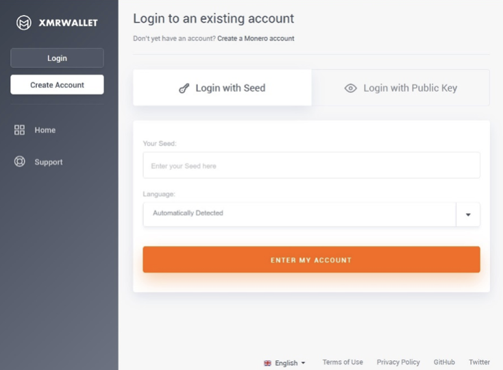 login to your xmr wallet